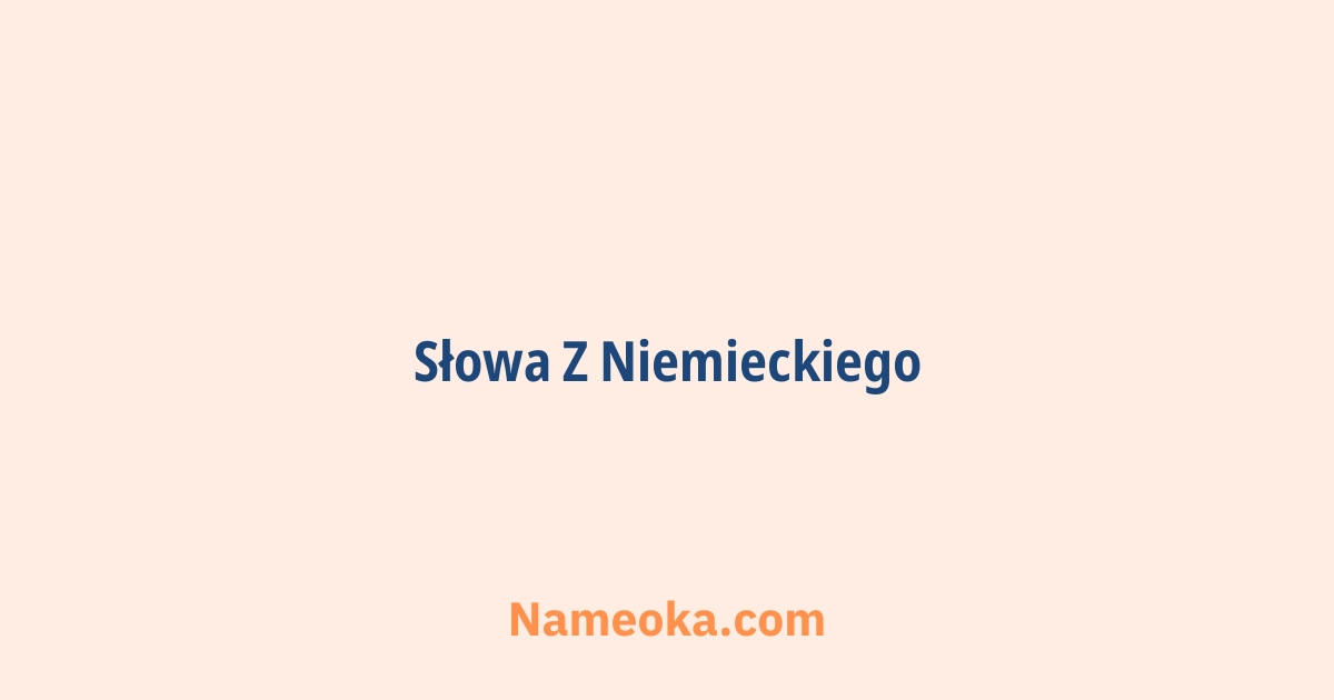 słowa z niemieckiego